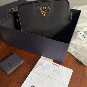 Prada Black and Gold Shoulder Bag